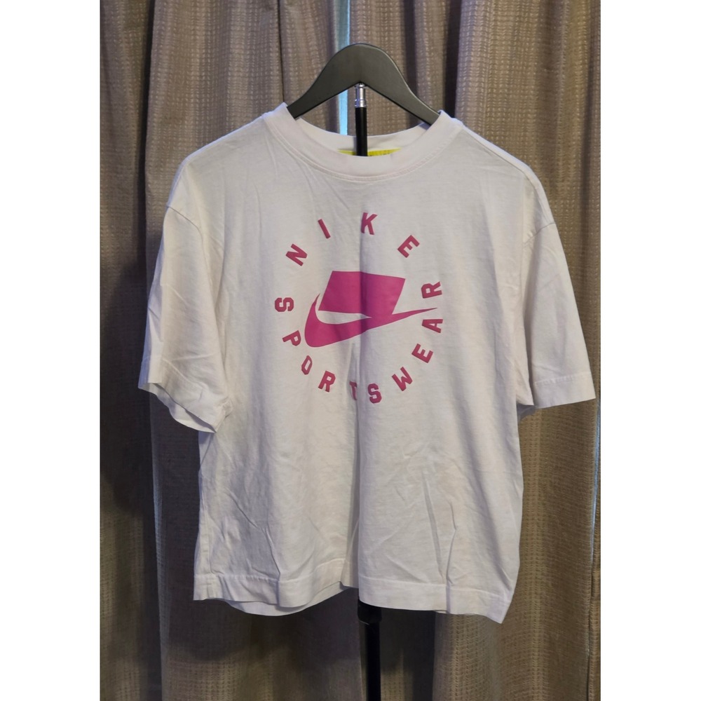 Nike Sportswear Graphic T-Shirt‎ Women's Size Small White Pink
